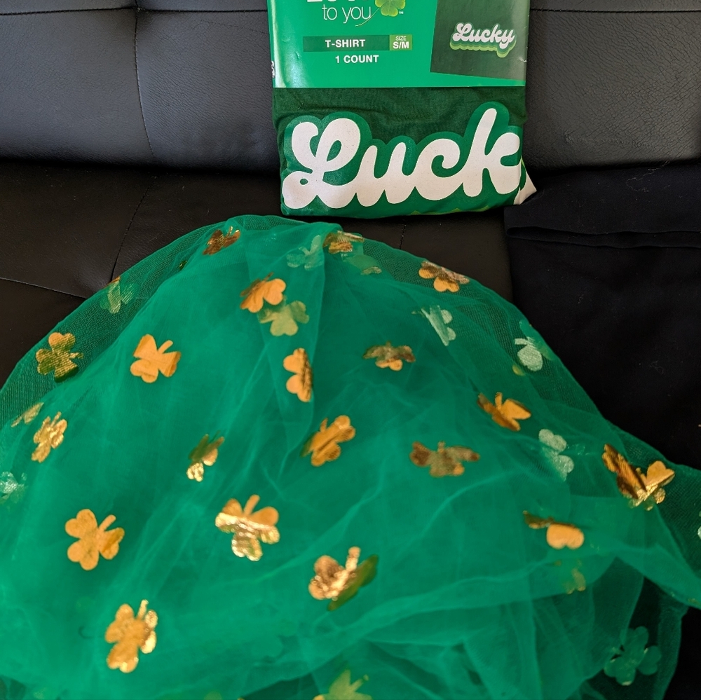 Lucky Green T-Shirt with Gold Shamrock Overlay